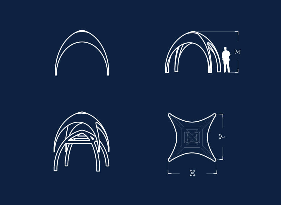 Information sketch of Square shape inflatable for event tent