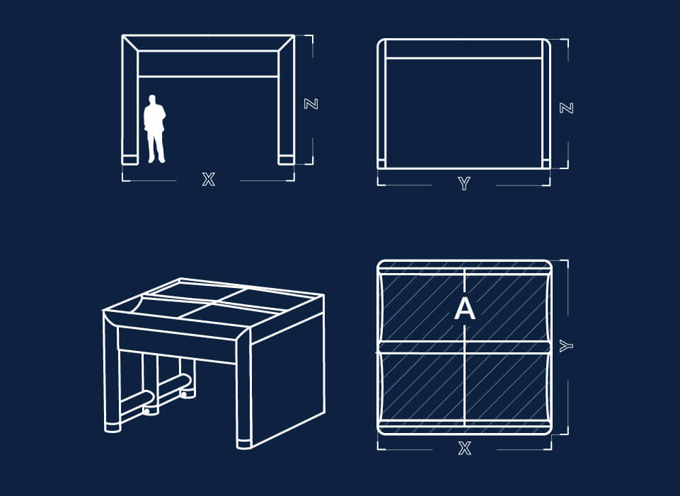 sketch of Cube shape inflatable event tent