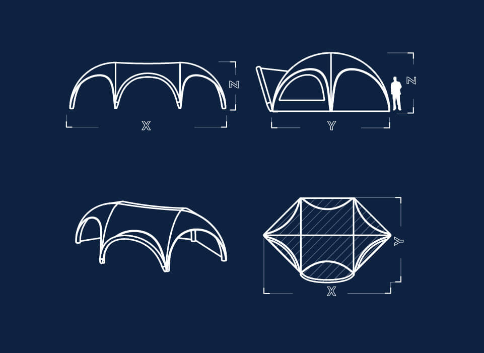 Information sketch of Hexa shape inflatable for event tent