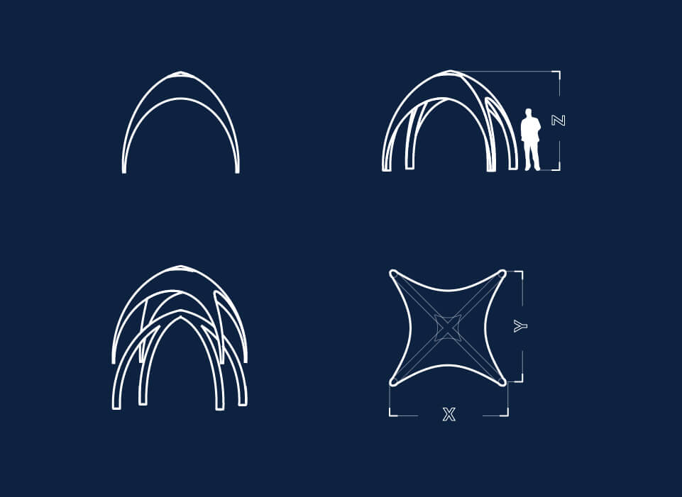 sketch of Lite shape inflatable event tent