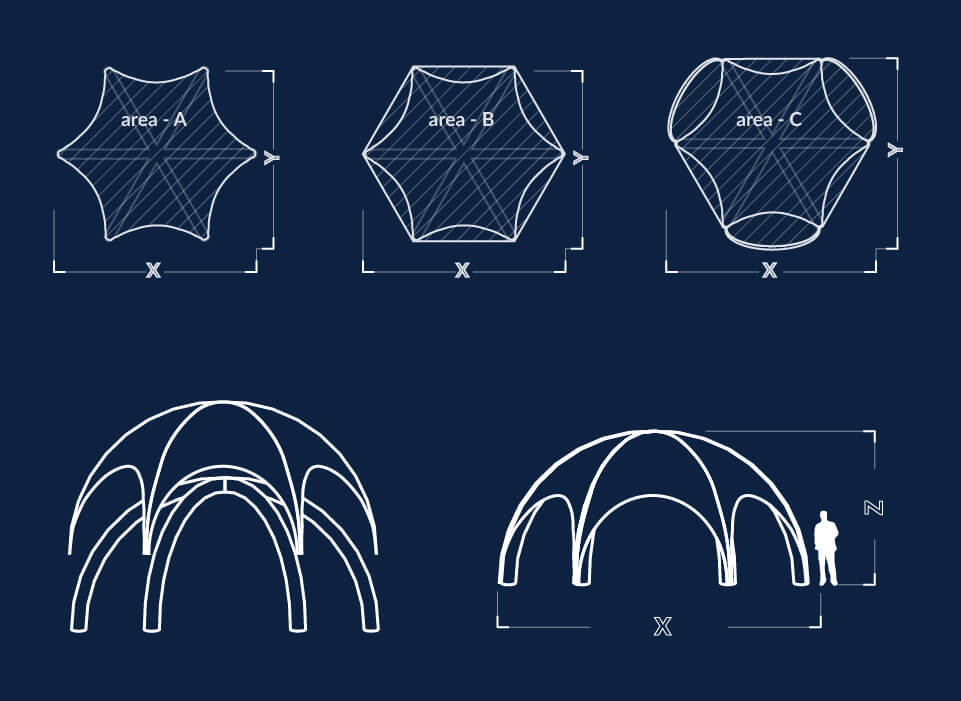 Information sketch of Spider shape inflatable for event tent